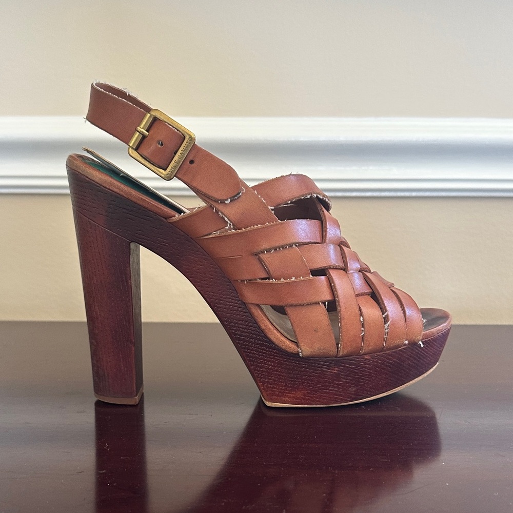Vince Camuto Cognac Platform Sandals